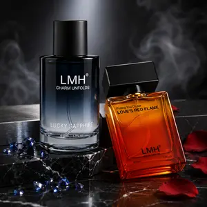 LMH Fragrance Eau de Parfum for Men, Men’s Perfume & Men’s Cologne, Choose Lucky Sapphire Fresh Aquatic Marine Scent or Love’s Red Flame Warm Amber Scent, 50ml Liquid Perfume