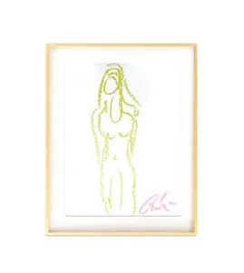 Original Abstract Watercolor Nude Female Painting, Digital Print, Digital Download, Green, Chartreuse, Pink, 8x10, “Gertrude”