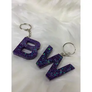 Purple Letter Keychain