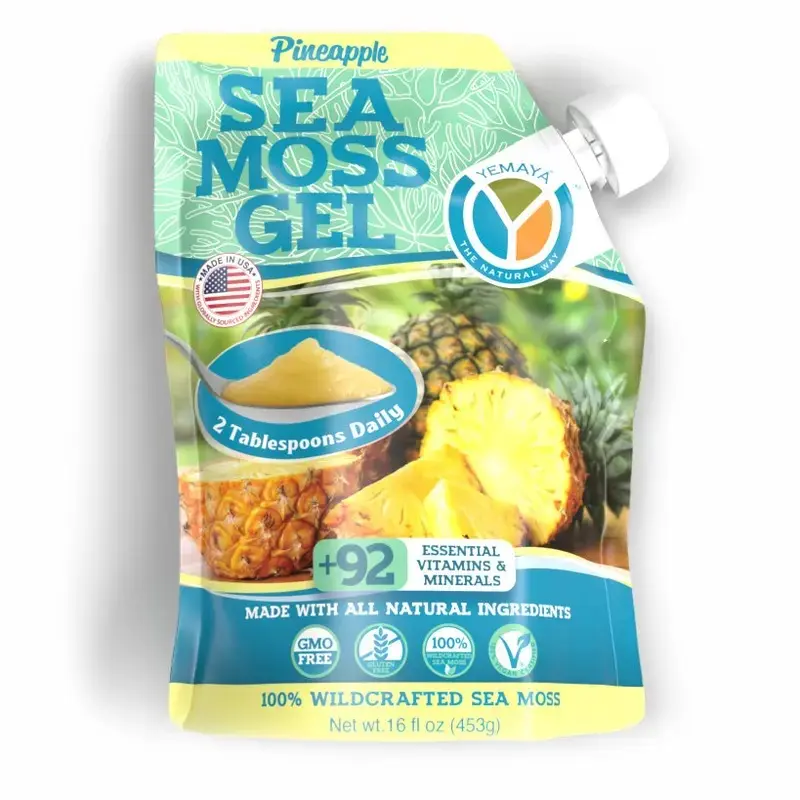Wildcrafted Sea Moss Gel - 16 oz | Made in USA | Rich in Vitamins & Minerals | Real Fruit | Nutritional Supplement | Yemaya Organic Healthcare