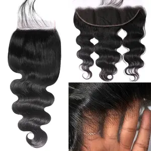QTHAIR 5x5 Closure 13x4 Frontal SKINLIKE Real HD Lace Invisible Swiss Lace Body Wave 0.1mm Ultra Thin Human Hair Pre Plucked Hairline With Baby Hair Natural Black Color Brazilian Virgin Hair