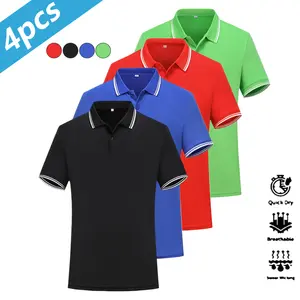 Men's 4-piece Polo Set Casual Short-sleeve Shirts with Striped Collars & Cuffs Quick-dry for Golf Tennis Equestrian Wear Stylish for Parties Vacations Travel polo  bundle