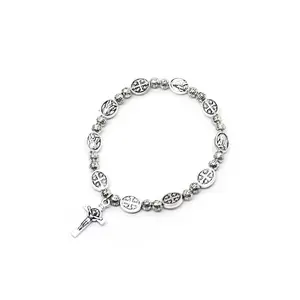 Saint Benedict Beaded Cross Pedant Rosary Rope Bracelets Religious Accessories Gits San Benito
