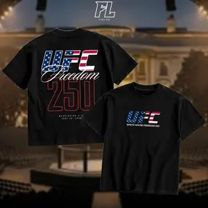 Fields White House Freedom 250 Tee, Freedom 250 Crewneck T-shirt Top Gift for UFC Fans, Mens Unisex Cotton Short-Sleeve Round Neck T-Shirt Direct-to-garment Breathable Printing