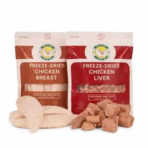 Freeze-Dried Chicken Dog Treats Variety Pack – 2 Pack (Chicken Breast & Chicken Liver), Single Ingredient, High Protein, Grain-Free Training Treats & Food Topper for Dogs & Cats, 3.5 oz Each | Peach Pet