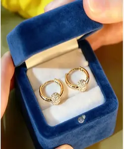 18K Gold-Plated Zircon Ball Hoop Earrings for Men & Women, Sparkling Cubic Zirconia Unisex Statement Earrings, Elegant Party Jewelry Gift