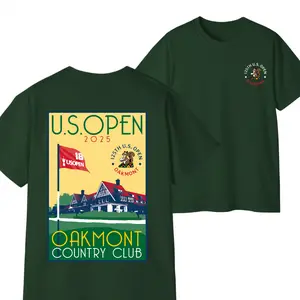 2025 U.S. Open Ahead Oakmont Poster T-shirt – Iconic Championship Poster Golf Fans - Double-Sided Graphic Tee for Men, Great Gift Idea Menswear Gulf