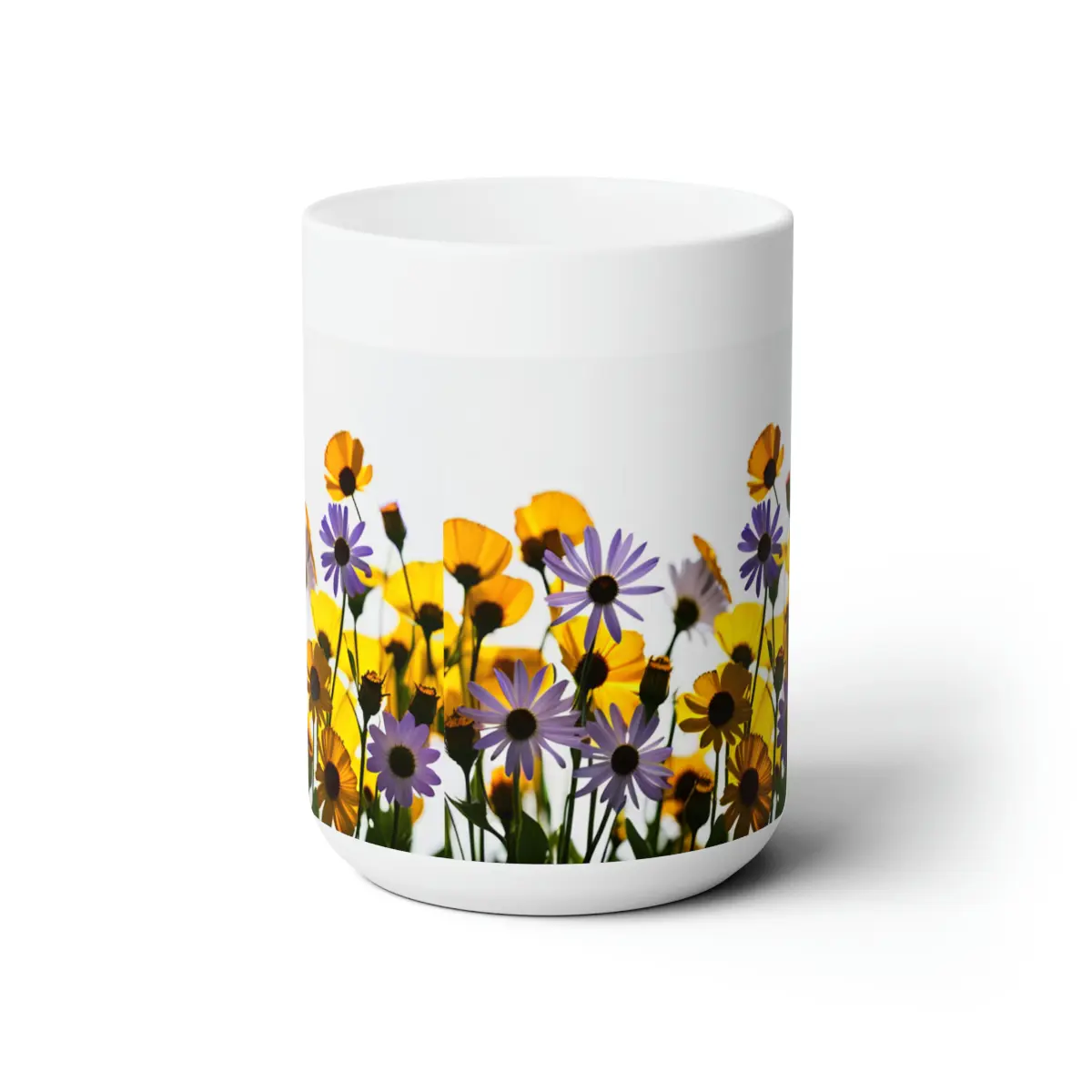 Bask in Blooms: Yellow Wildflowers Pressed Flowers Ceramic Mug - 15oz  Botanical Bliss!  #BotanicalMug #TeaTimeTreats #FloralSip Beverage Drink Drinkware Washable Reusable