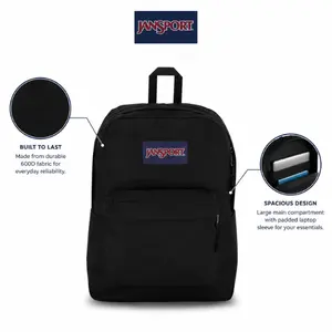 JanSport SuperBreak One Backpack – Lightweight & Durable Bookbag with Large Main Compartment, Front Utility Pocket with Built-In Organizer, Premium School Backpack – Black