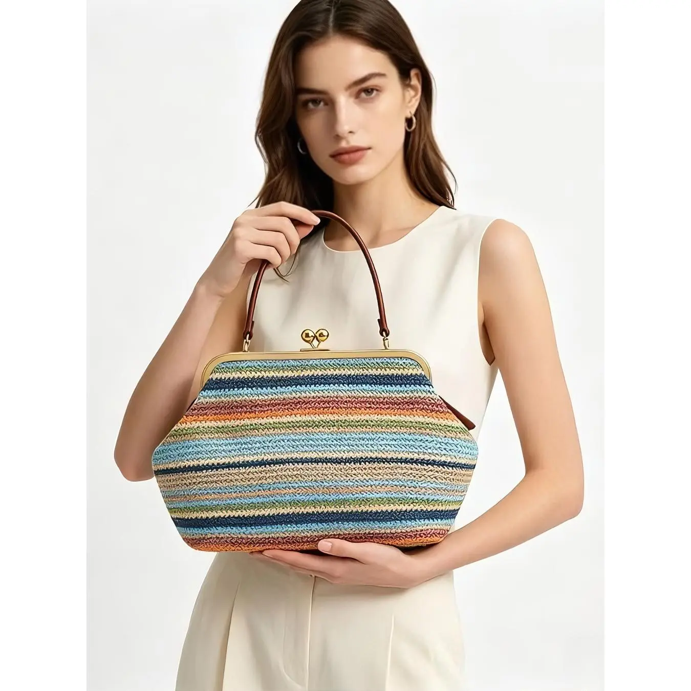 Women's Kiss Lock Bag Evening Clutch Purses Kiss Clasp Crossbody Bag Handbag Formal Evening Purse Messenger