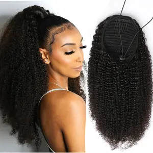 Msgem Hair Kinky Curly Drawstring Ponytail 100% Human Hair Natural Ponytail Extension Mongolian Human Hair Ponytail