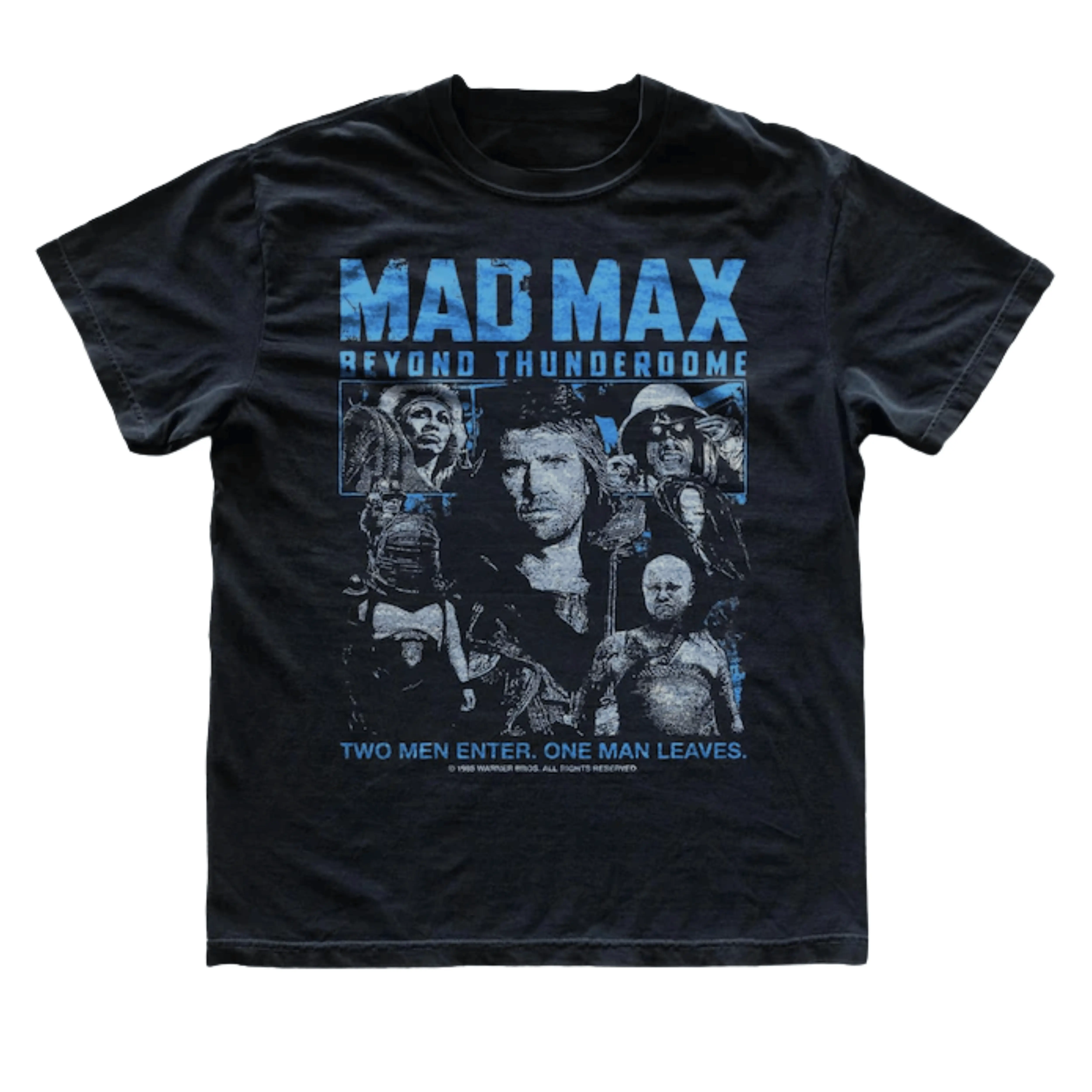 Gildan Men's and Women's T-shirt, Vintage Mad Max Thunderdome Graphic Tee, Mel Gibson Tina Turner Shirt, 1985 Action Movie Merchandise, Two Men Enter One Man Leaves Quote Top, Retro 80s Sci-Fi Apparel, Unique Gift for Film Fans, Unisex Streetwear