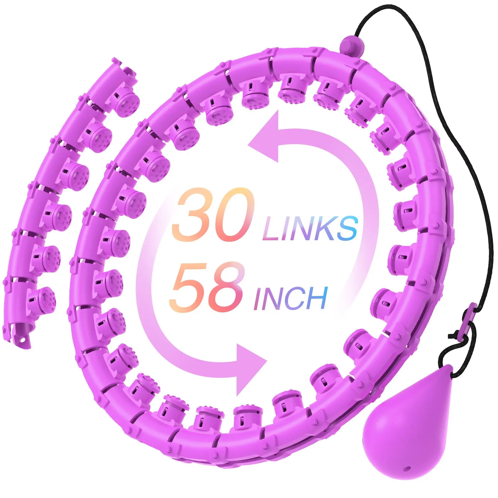 Jkshmyt Weighted Hula Hoop, Large Adjustable Size, 30 Detachable Links, Suitable for Women and Beginners, Adult Exercise Hula Hoop