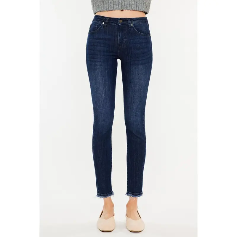 Kancan High-Rise Slim Fit Raw Hem Ankle Jeans