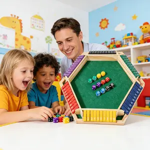 Wooden Closed Box Dice Game Set for 1-6 Players Family Night & Party Fun Game Toys for Kids & Adults Ideal for Bonding and Entertaining Guests Colorful Standard Six-Sided wooden dice family game Large Shut The Box Game Set box board game