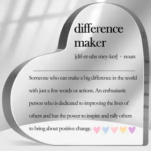 Heart Shaped Acrylic Ornament, 1 Count Difference Maker Gift, Desktop Decoration for Teacher, Colleague, Boss, Volunteer, Nurse, Doctor, Manager, Director, Signs