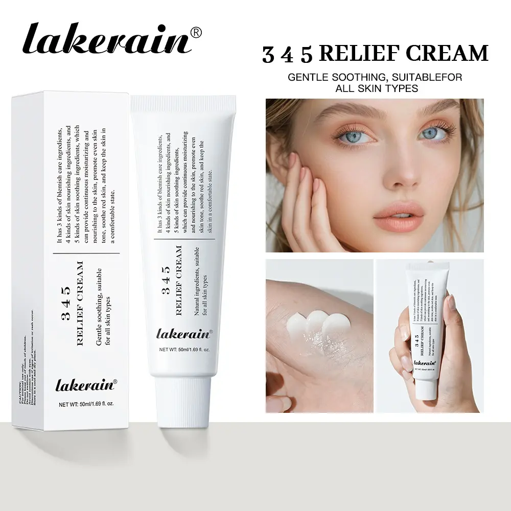 LAKERAIN 345 Relief Cream, Moisturizer for Face with Niacinamide & Panthenol, Hydrates and Helps Reduce Yellowing for Dewy Skin, All Skin Types, 1.69 Fl Oz Bottle, Hydrate, Radiant Skin