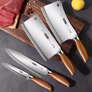 Elegant Kitchen Knife Set, Non-Slip Wooden Handle Design, Includes Vegetable Knife, Fruit Knife, Bone Chopper & Multi-Purpose Knife