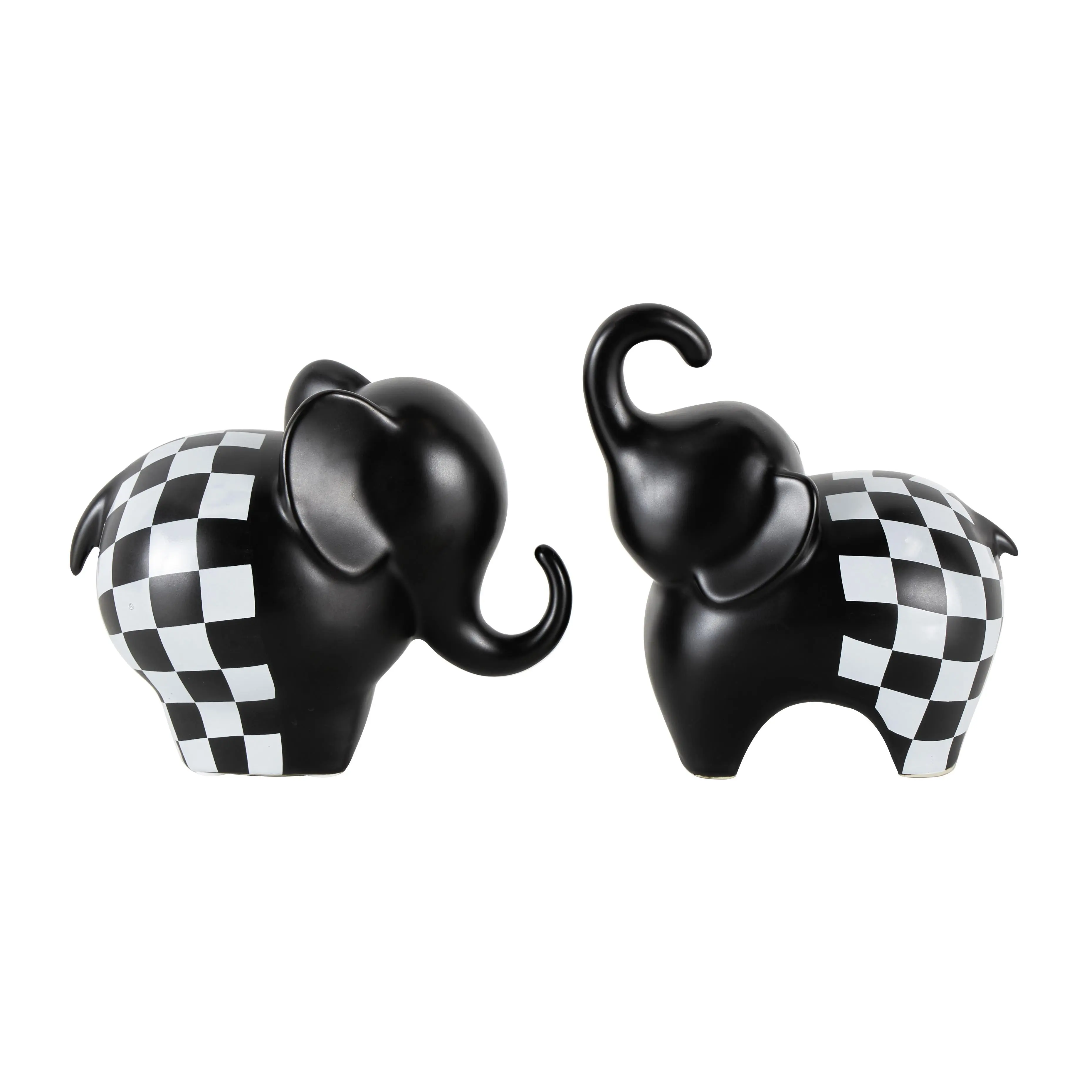 Minimalist Artistic Elephant Ceramic Decorative Sculptures (Set of 2) - Table Ornament, Ideal Gift for Home Decor
