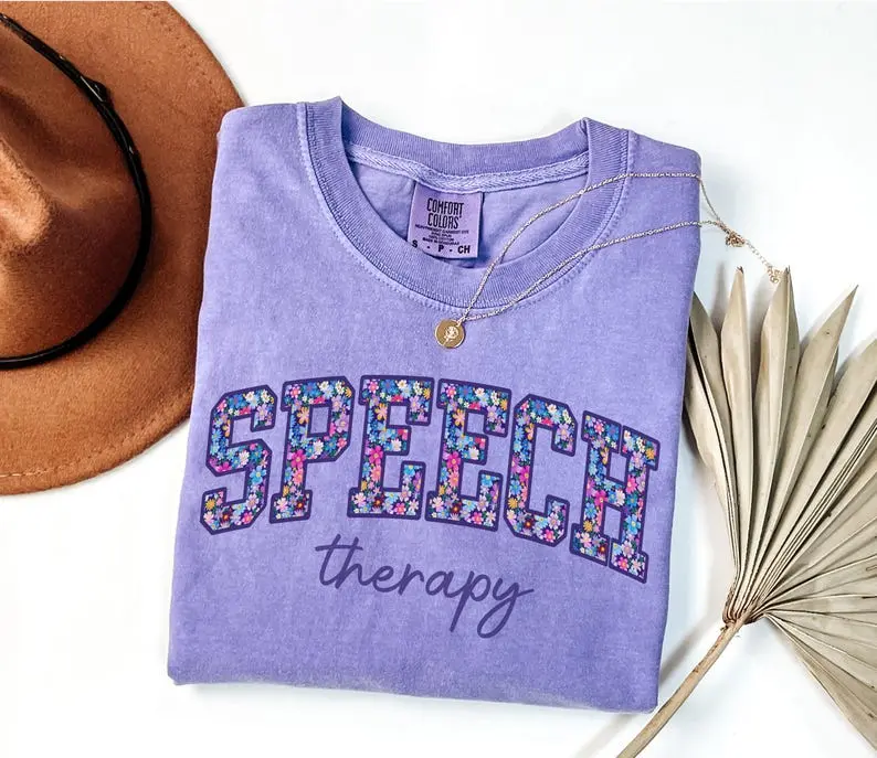 Comfort Colors Speech Therapist Tshirt, Floral Speech Therapy Tees, Slp Tshirt, Gift For Slpa, Speech Language Pathologist, Language Teacher
