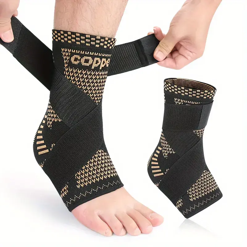 Ankle Brace for Women & Men, Ankle Compression Sleeve Support Copper Infused Ankle Brace for Sprained Ankle, Plantar Fasciitis Sports, Achilles Tendonitis Pain Relief, Copper Black