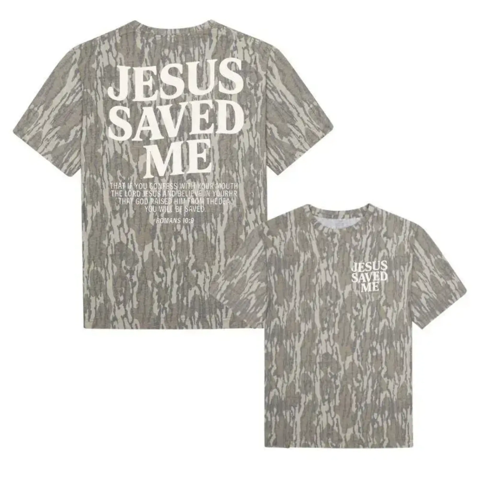 Mossy Oak Camo Jesus Saves T-Shirt, Jesus Graphic Tee, Mallard Shirt, Oversized T-Shirt for Men & Women, Gift for Dad, Gift for Him