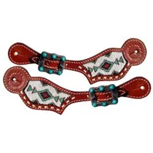 Turquoise Beaded Aztec Spur Straps w/Turquoise Stones