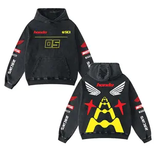 Retro 05 Honda Racing Washed Hoodie MotorGP World Champion Enthusiast Apparel Streetwear Motul Racing Team Super Motorsports Clothing Motobike Riders Supermotor Off-Road Dirt Bike Fan Gear Cotton Riding Motorcycle Jacket For Biker