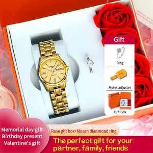 A set of Ladies luxury and elegant watch: exquisite gift box, gift bracelet or ring, fashion and elegance,business.For her best gifts.