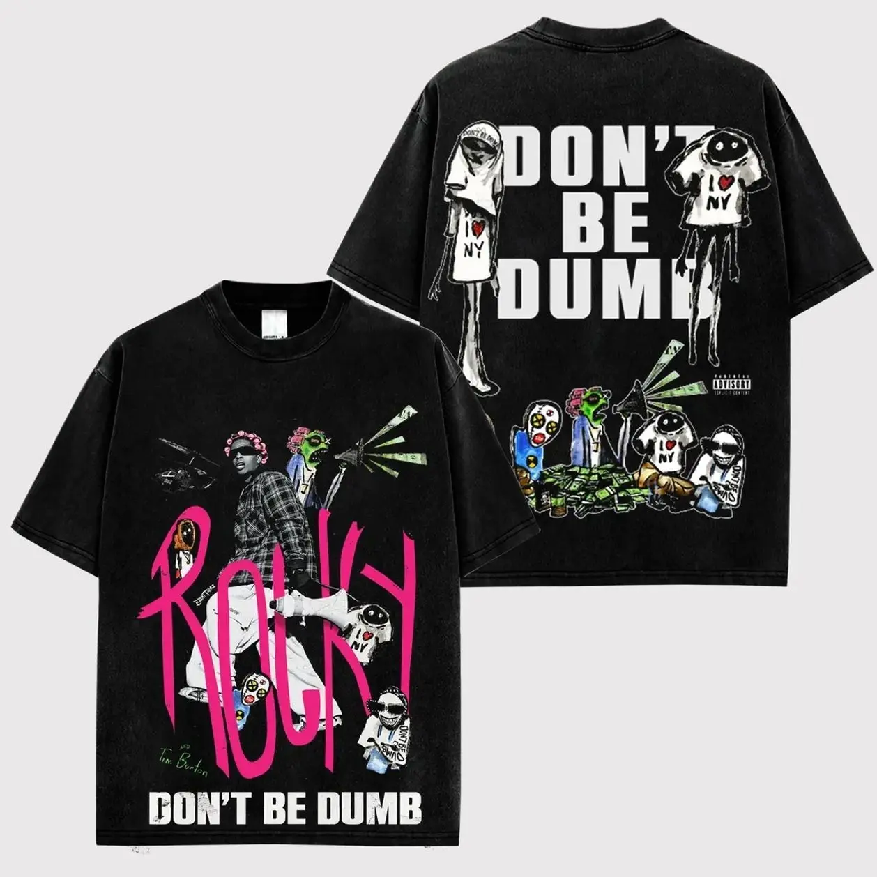 Rocky - Don't Be Dumb 2026 Washed Oversize T-Shirt, Merch For Asap Mob Fans High-quality Cotton T-Shirt, Rakim Mayers Fan Shirt Hip-Hop Shirt, Don't Be Dumb Tour Merch, Gift For Flacko Rap Fan Graphic Tee