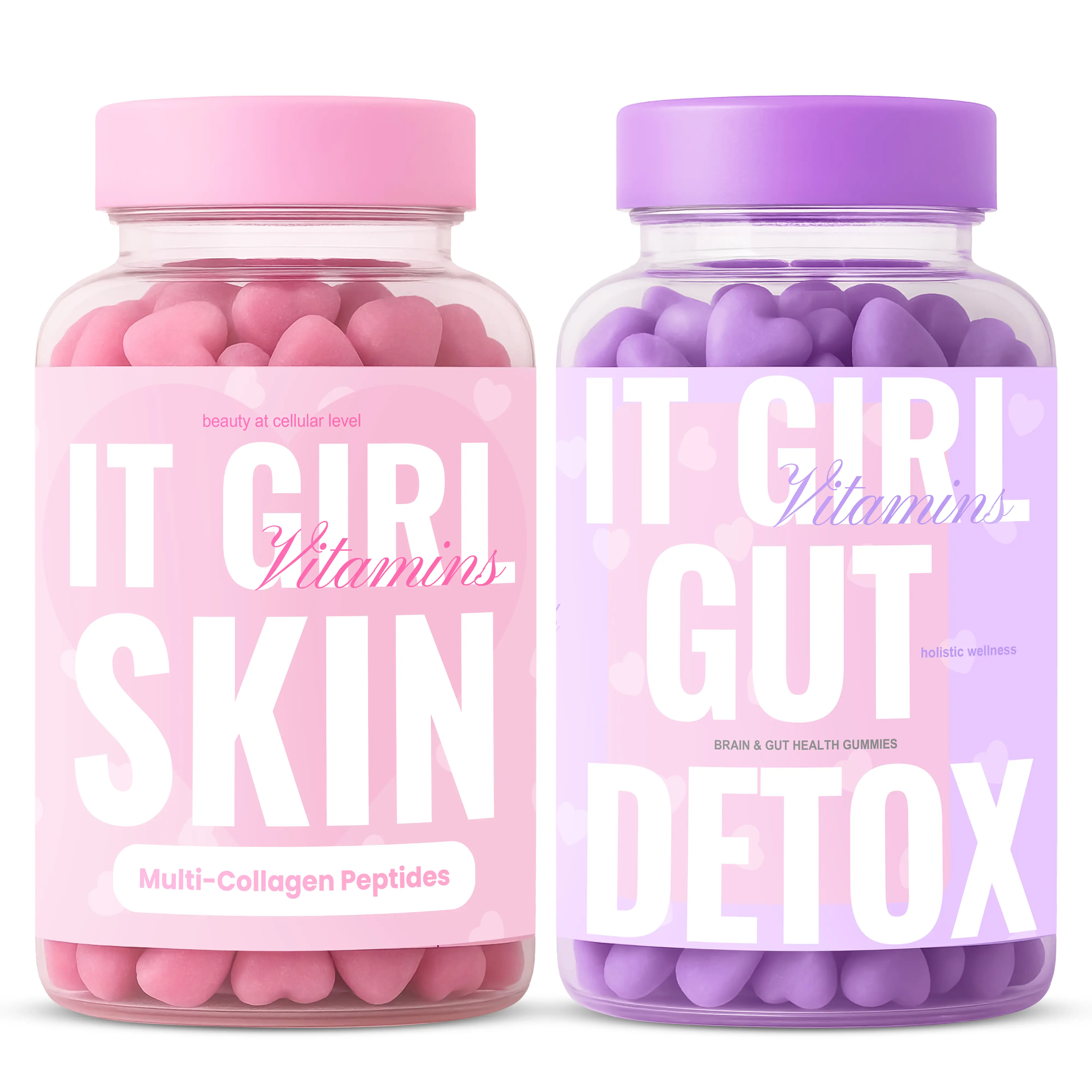 It Girl Vitamins Power Duo Gut Detox & Skin Gummies for Optimal Health & Wellness Inside Out Detox Nourish & Protect at Cellular Level for Skin & Gut Brain Vegan Organic Probiotics Collagen Powerhouse Supplement Dietary Fitness Healthcare Edible Colagen