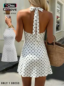 Summer Women's Strapless Dress, Polka Dot Print, Soft Stretch Fabric, Casual Style, Perfect for Warm Weather, Comfortable & Stylish
