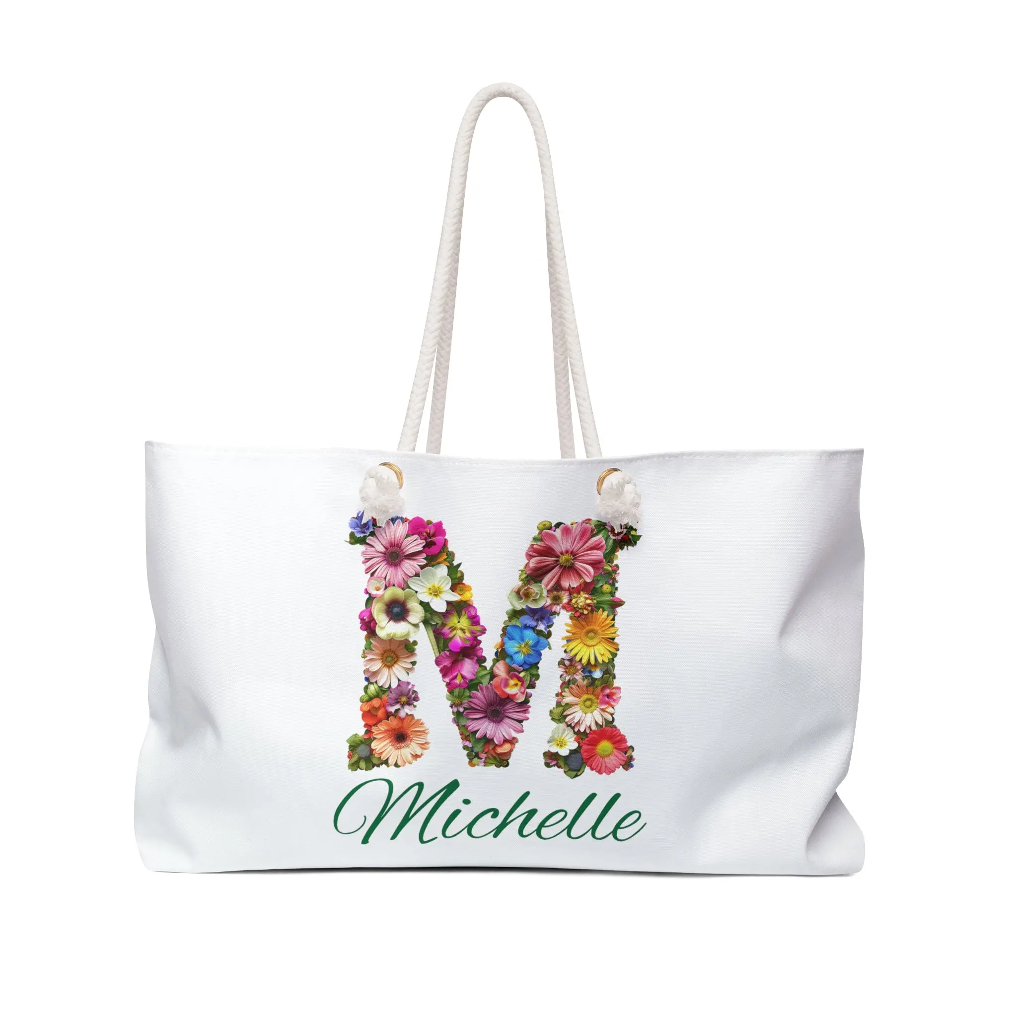 Personalized Floral Initial Weekender Bag