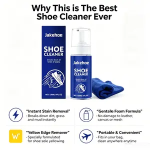 White Shoe Cleaner Spray - No Wash Foam Formula, Removes Yellow Stains & Dirt, Gentle On All Shoe Materials, Includes Microfiber Cloth