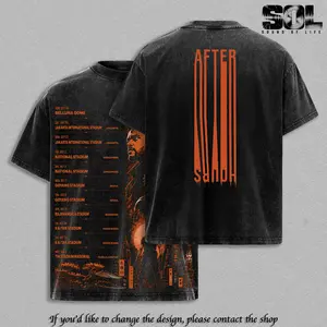 After Hours Til Dawn Tour 2026 2-Sided Washed T-Shirt, Poster Tour 2026 Vintage Washed Tee, XO Concert Graphic Tee, Oversized R&B Pop Streetwear T-Shirt, Retro Heavyweight Cotton Double Sided Unisex Festival Merch Tee