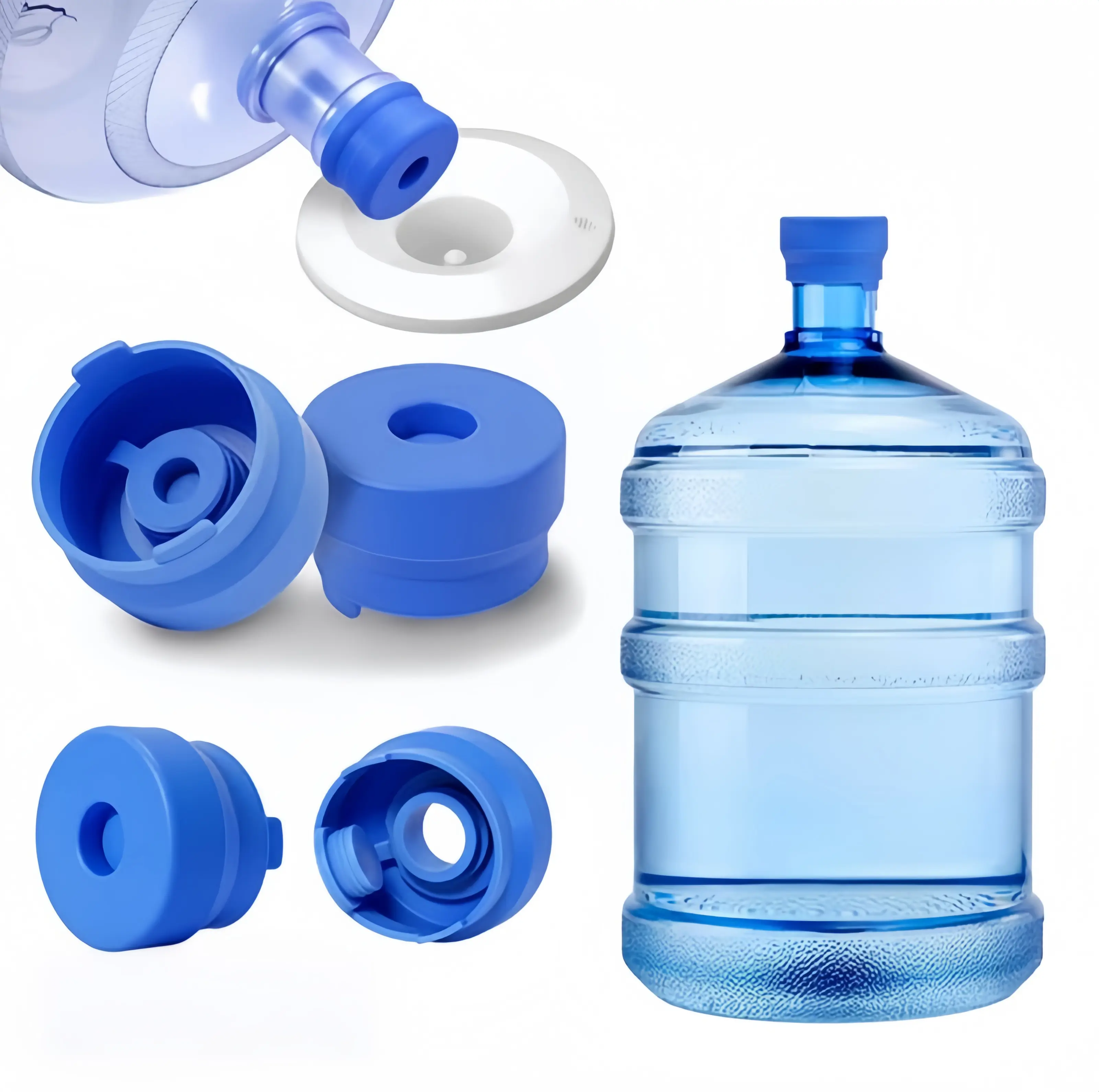 (3 Pack) Silicone Kitchenware Non-Spill 55mm Replacement Caps for 3 Gal Water Jugs & Water Dispenser Bottles