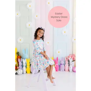 Easter Mystery Dress SALE For Toddler & Girls - Cute All Over Print Frock - Girl's Comfortable Summer Outfits - For Party, Outdoor & Casual Wear - Kids Fashion - Pack of 3
