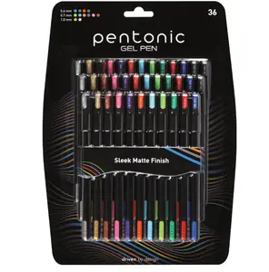 Pentonic Gel Pens, 36 Count, Assorted Colored Ink (12 Colors, 3 Of Each Color), Medium & Fine Point, Smooth Writing For Journaling (1002357)