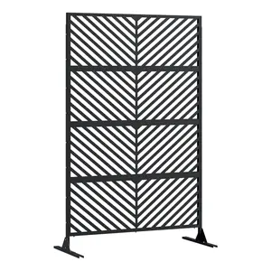【GARVEE】Metal Privacy Screen, Freestanding Outdoor Privacy Screen with Stable Base for Deck, Porch, Patio, Outdoor and Balcony, Available in 70.1" H×35.4" W and 70.1" H×47.2" W, Consists of 4 Panels, Black