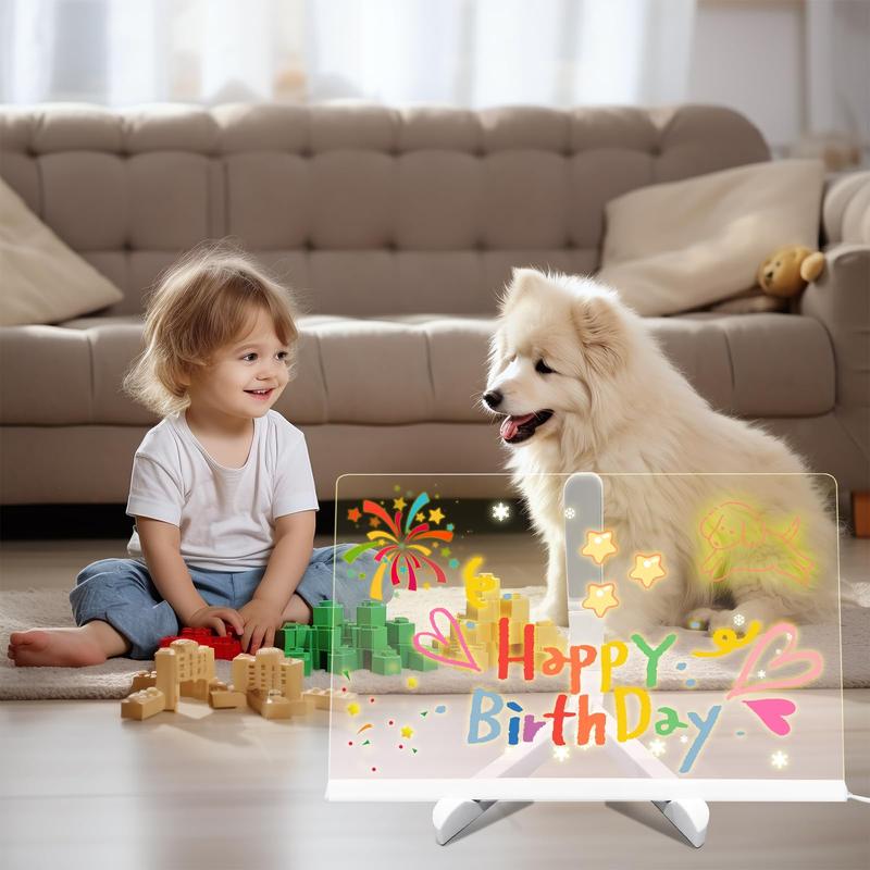 Lumiboard   LED Noteboard 13.8"x10" Acrylic Dry-Erase Board with Stand for Children's Educational Activities