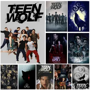 T-Teen Wolf Poster Self-Adhesive Waterproof Art Sticker, Aesthetic Minimalist Wall Poster for Coffee Shop, Bar & Home Room Decor, Wall Art Stickers