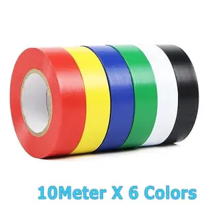 Multi Colored Electrical Tape 0.7" Wide 32 Feet 10 Meters Per roll USA (6 Pack)