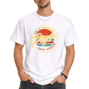 Funny "Pepe Only Cooler Than Grandpa" White T-Shirt - Retro Sunset Circle Graphic Top