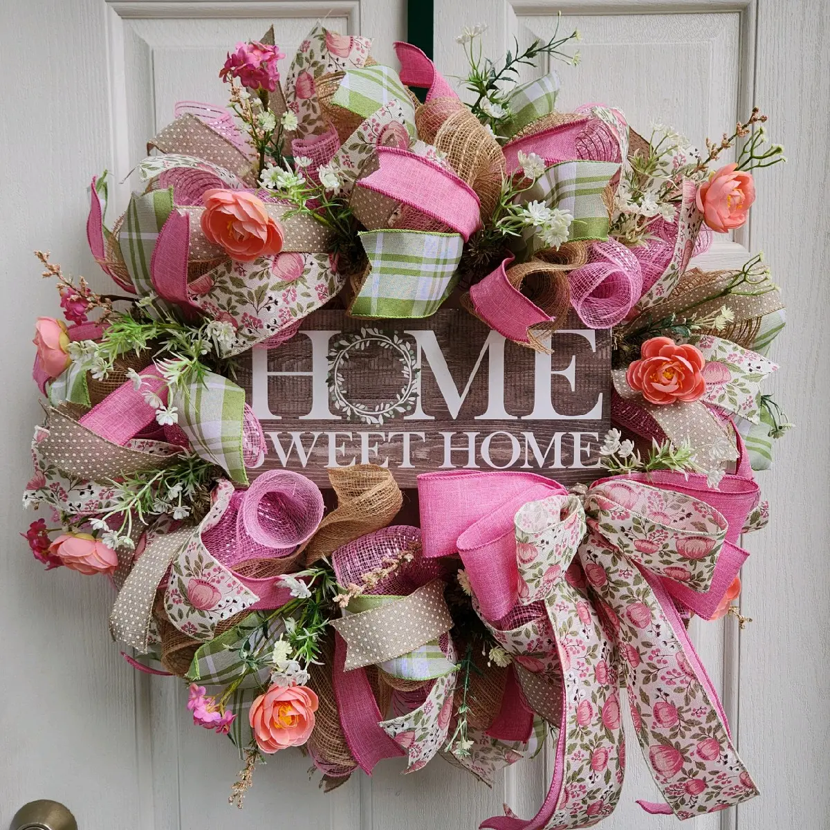 Welcome Door Wreath for summer Home Porch Decor Front Door Summer Wreath with Orange and Blue welcome wreath Summer Floral Welcome Wreath