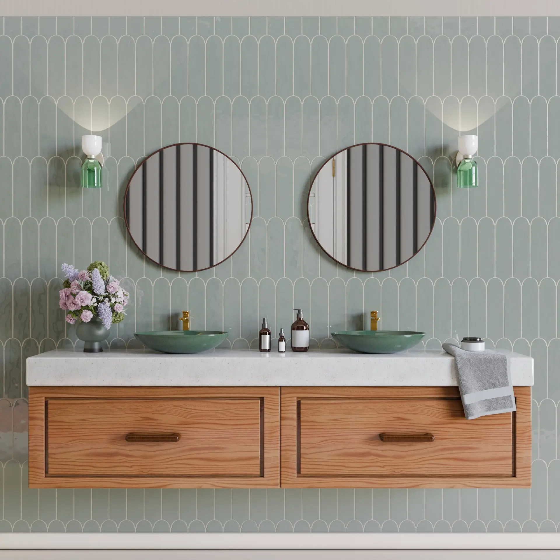 Doncaster Stormy Heron 3x12 Scallop Glossy Ceramic Tile Sample