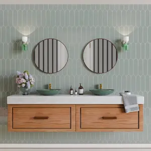 Doncaster Stormy Heron 3x12 Scallop Glossy Ceramic Tile Sample