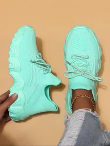 Women's Fashionable Lace Up Low Top Sneakers, Casual Comfortable Breathable Sports Running Shoes, All-match Basic Shoes for Daily Wear