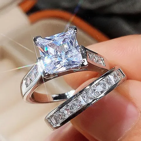 Elegant Diamond Promise Ring Set for Weddings, Stylish Matching Engagement and Wedding Bands, Perfect for Proposals and Daily Wear, Stunning Ring Set, Beautiful Rings