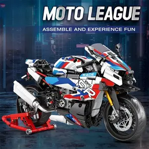 Racing Motorcycle Building Blocks Toys Collection Car Model Ornaments Assembly Super Motorbike Bricks Sets Holiday Birthday Gifts For Kids Adult