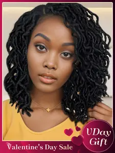 14 Inch Black Long Curly Wigs for Women, Gorgeous Fluffy Wigs with Bangs, Synthetic Braided Lace Wigs for Party, Daily Use, Braided Hair Wigs